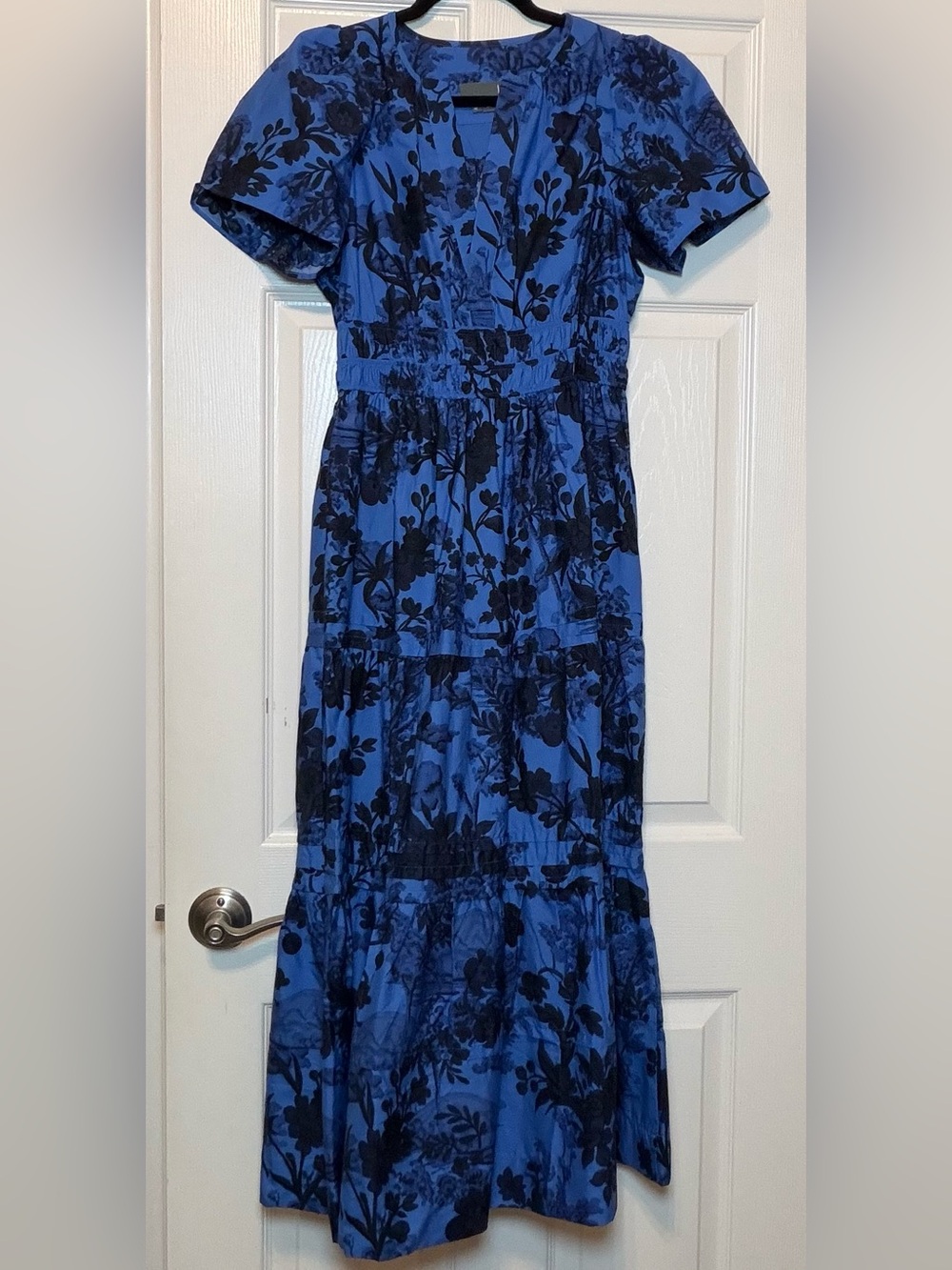 Anthropologie The Somerset Maxi Dress in Blue/Navy, size Small Petite